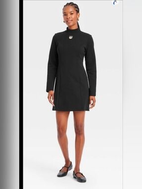 Black History Month Women's Long Sleeve Mini Dress Logo Sleek zip